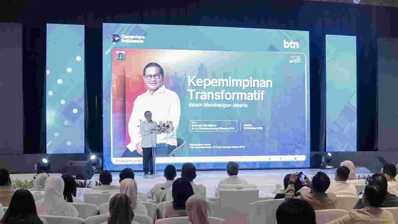 Pramono Anung di acara Top Team Workshop Bank BTN di Grand Hyatt, Jumat (10/10/2025).