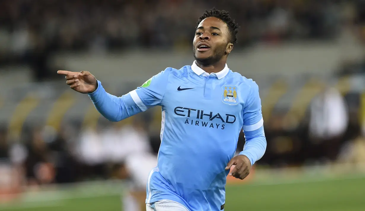 Raheem Sterling mencetak gol di menit ke-3 dalam debutnya di Manchester City melawan AS Roma di Turnamen International Champions Cup 2015 di Melbourne Cricket Ground, Australia. (21/7/2015). (EPA/JULIAN SMITH)