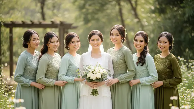 Warna Gamis Bridesmaid yang Paling Aman di Foto Keluarga (Image by Gemini AI)