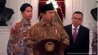 Prabowo Subianto-Gibran Rakabuming mengumumkan susunan kabinet menteri pada Minggu malam (20/10/2024) ini. foto: Youtube&nbsp;Sekretariat Presiden