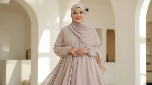 Model Gamis Abaya Syari untuk Tubuh Gemuk