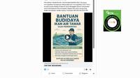 Tangkapan layar klaim tautan pendaftaran untuk mendapatkan bantuan budidaya ikan air tawar dari pemerintah yang beredar di Facebook.