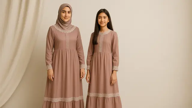 Rekomendasi Gamis Couple Ibu dan Anak untuk Datang ke Acara Perpisahan Sekolah/Ilustrasi gambar oleh AI