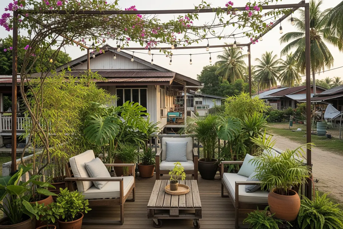 Desain Teras Rumah Kampung Tanpa Pagar (Gemini AI)