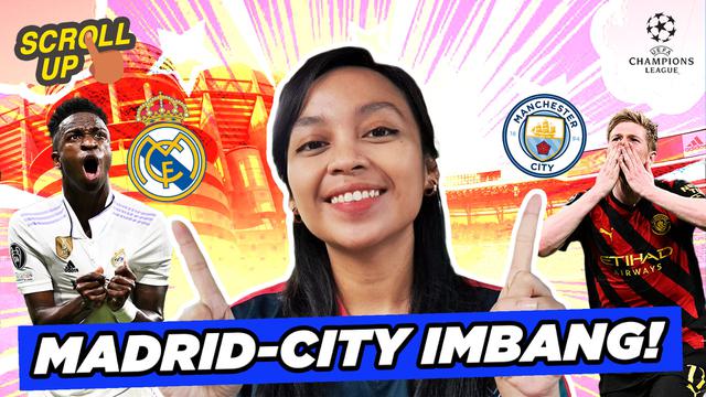 Cover untuk video Scroll Up tentang Real Madrid melawan Man City yang berakhir imbang 1-1 pada laga leg pertama semifinal Liga Champions 2022/2023, Rabu (10/5/2023) dini hari WIB. (Bola.com/Adreanus Titus)