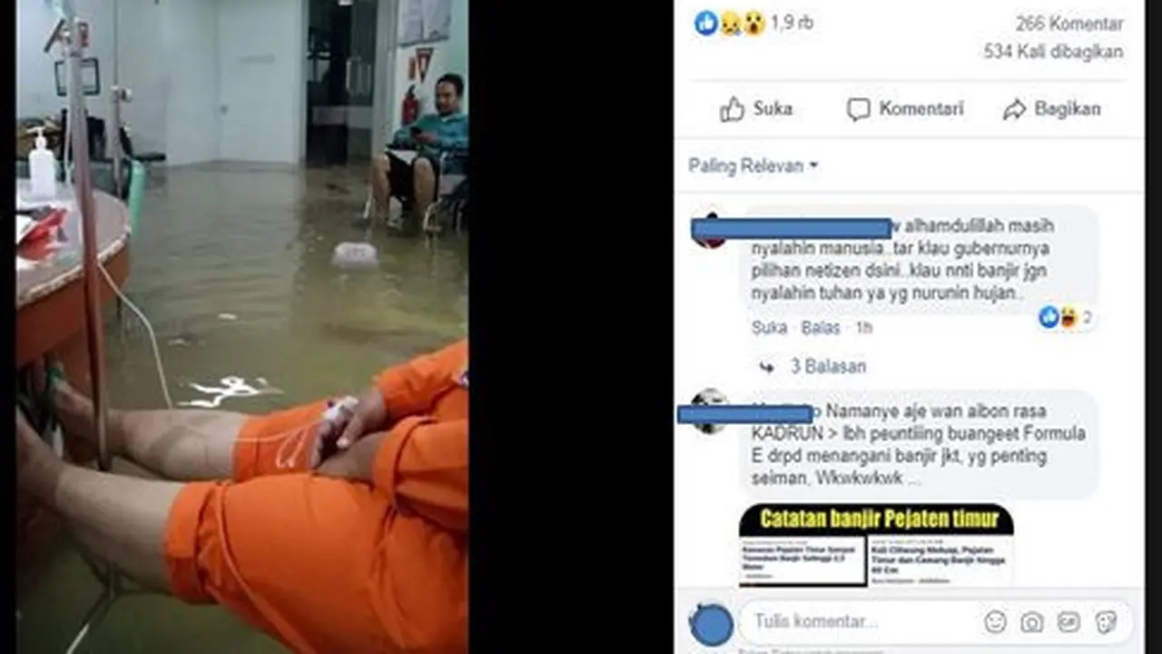 tangkap layar klaim RS Cikini banjir