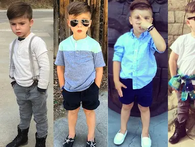 Ryker Wixom, bocah tampan asal Los Angeles ini doyan 'menjiplak' gaya artis dan model. (instagram.com/ministylehacker)