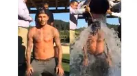 David Beckham ikut tantangan mandi es (dailymail)