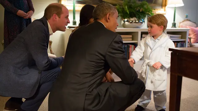 Ekspresi Lucu Pangeran George Saat Bertemu Obama
