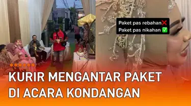 Momen unik dan langka terjadi ketika seorang kurir mengantar paket di acara kondangan mengundang perhatian.