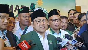 Ketua Umum Partai Kebangkitan Bangsa atau Ketum PKB Muhaimin Iskandar alias Cak Imin mengungkapkan alasan Presiden terpilih Prabowo Subianto batal hadir ke acara Muktamar PKB. (Merdeka.com)