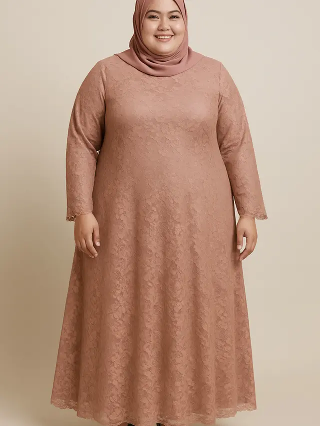 5 Tips Memilih Model Gamis Brokat untuk Orang Plus Size