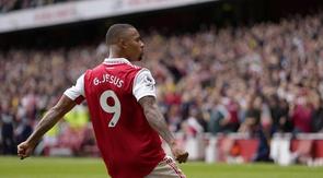 Selebrasi Gabriel Jesus usai mencetak gol untuk Arsenal (c) AP Photo