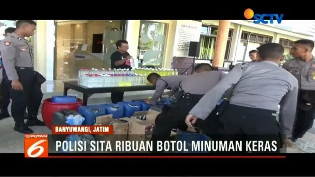 Polres Bayuwangi tangkap 84 orang penjual miras oplosan serta menyita barang bukti ribuan botol miras berbagai merek.