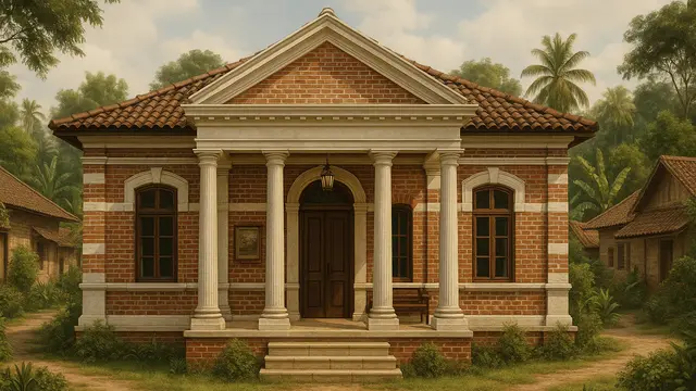 Rumah dengan Bata Tempel/ Ilustrasi gambar oleh AI