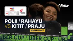 Berita video highlights pertandingan kedua Indonesia vs Thailand di perempat final Piala Uber 2020, di mana Greysia Polii / Apriyani Rahayu meraih kemenangan, Jumat (15/10/2021) dinihari WIB.