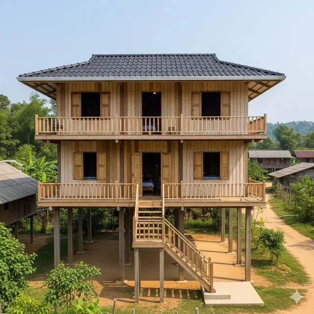 Rumah Panggung 2 Lantai dengan 5 Kamar