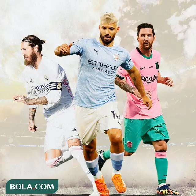 Ilustrasi - Sergio Ramos, Sergio Aguero, Lionel Messi