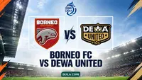 Borneo FC Vs Dewa United di BRI Super League. (Bola.com/Generated Chatgpt)