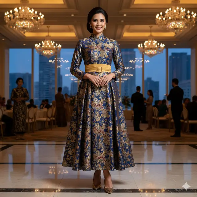 Model Batik Wanita Modern Lengan Panjang dan Berkerah