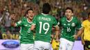 Meksiko memastikan lolos ke perempatfinal Copa America 2016 setelah mengalahkan Jamaika dengan skor 2-0 di Stadion Rose Bowl, Pasadena, Jumat (10/6/2016). (AFP/Mark Ralston)