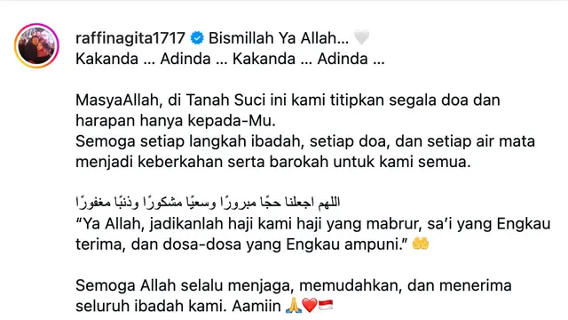 Unggahan Raffi Ahmad. (Foto: Dok. Instagram @raffinagita1717)