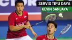 Berita video mengenai kehebatan servis Kevin Sanjaya pasangan dari Marcus Gideon yang mampu mengecoh lawan pada Denmark Terbuka 2017.