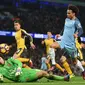 Leroy Sane baru saja mencetak satu gol dalam kemenangan Manchester City 2-1 atas Arsenal pada 18 Desember 2016 lalu. (PAUL ELLIS / AFP)