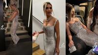 Tangkapan layar video Kim Kardashian dengan gaun ketatnya di akun TikTok @steph_seph. (Dok: TikTok @Steph_Seph https://vt.tiktok.com/ZSRQMty7x/ / Elly Purnama)