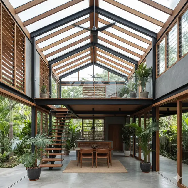 Rumah Mezzanine dengan Konsep Industrial Modern. Gemini