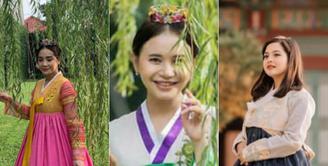 Hanbok sendiri merupakan pakaian tradisional Korea yang terdiri dari atasan yang diberi nama jeogori, lalu chima yaitu rok. Dan tak ketinggalan riasan kepala, biasanya hanbok ini memiliki warna colorfull. Berikut ini penampilan para artis tanah air mengenakan hanbok.