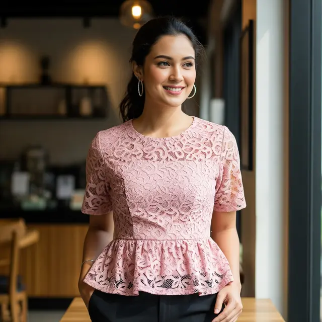 9 Model Atasan Brokat Peplum untuk Samarkan Perut, Tampil Anggun dan Percaya Diri