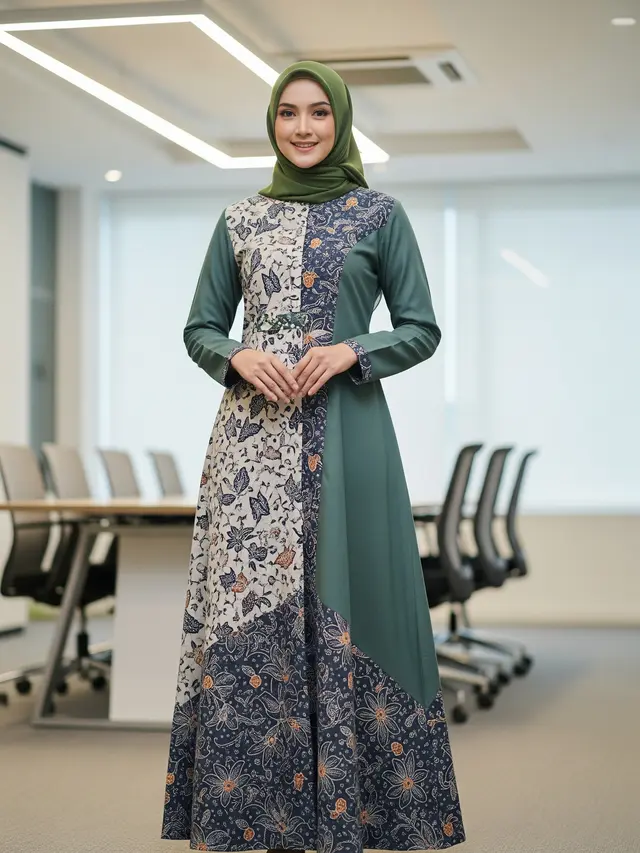 9 Model Gamis Batik untuk Perkumpulan Wanita