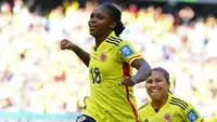 Penyerang Kolombia Linda Caicedo&nbsp;berselebrasi setelah mencetak gol kedua timnya selama pertandingan Grup H Piala Dunia Wanita 2023&nbsp;melawan Korea Selatan di Sydney Football Stadium, Sydney, Australia, Selasa, 25 Juli 2023. (FRANCK FIFE / AFP)