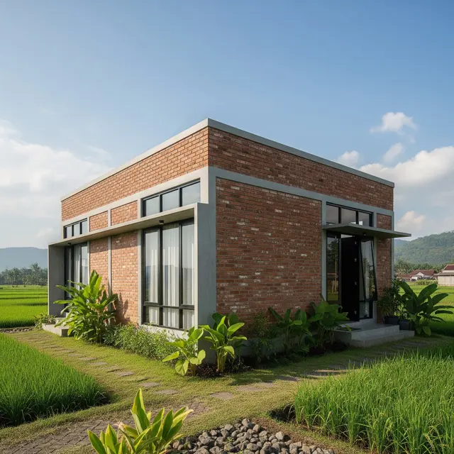 Desain Rumah 1 Lantai Batu Bata Ekspos Biaya Irit Tapi Modern di Desa