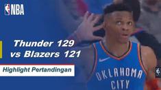Russell Westbrook mencetak 37 poin dan Paul George menambah 32 dengan 14 rebound ketika Thunder mengatasi 51 poin dari Damian Lillard untuk menyapu seri musim dengan Blazers.
