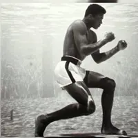 Petinju legendaris Muhammad Ali tengah latihan menahan nafas dalam air. (sumber: Sports Illustrated)