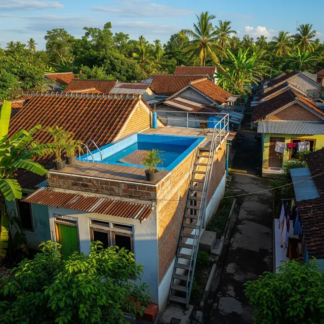 9 Contoh Rumah di Kampung Tapi Punya Kolam Renang Mini, Hunian Asri dan Modern
