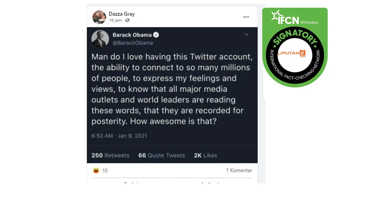 Klaim kicauan Barack Obama di Twitter