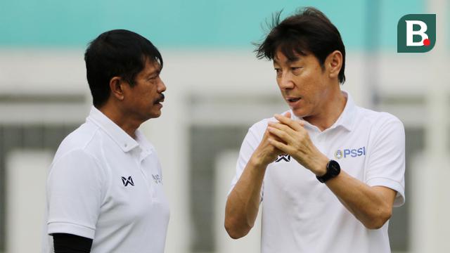 Manajer pelatih Timnas Indonesia, Shin Tae-yong dan Indra Sjafri