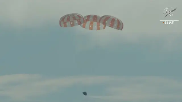 Orion dalam Misi Artemis I kembali ke Bumi (YouTube NASA)