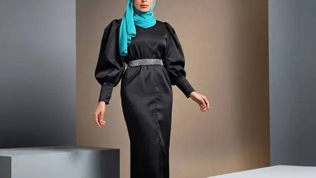Ilustrasi Model Gamis Hitam Kekinian (Sumber Gambar: Meta AI)
