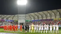 Suasana Stadion Abdullah bin Khalifa, Doha, Qatar, jelang laga antara Timnas China melawan Timnas Tajikistan di Piala Asia 2023, Minggu (14/1/2024). (AFP/Karim Jaafar)