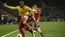 Penyerang timnas Belgia, Michy Bathsuayi pada laga perdana Kualifikasi Piala Eropa 2020 Grup I yang berlangsung di Stadion Roi Baudouin, Brussels, Jumat (22/3). Belgia menang 3-1 atas Rusia. (AFP/John Thys)