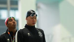 Aksi Jason Donovan Yusuf saat mengikuti Kejurnas Akuatik 2026 di Stadion Akuatik Gelora Bung Karno, Jakarta, Selasa (29/4/2026). (Bola.com/Bagaskara Lazuardi)