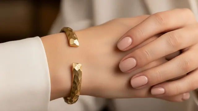 Model Gelang Emas Cuff Sculptural Desain Abstrak 2025/ Ilustrasi AI