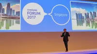 Yong Sung Jeon, President & CEO Samsung Electronics Southeast Asia and Oceania saat presentasi di atas panggung Samsung Forum 2017, Singapura. Liputan6.com/Agustinus Mario Damar