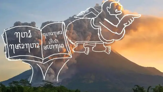 Lukisan Kartun Awan Panas Merapi
