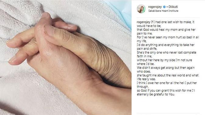 Roger Danuarta Genggam Tangan Ibunda. (Instagram.com/rogerojey)