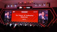 Gubernur DKI Jakarta menjadi menjadi pembicara di acara Indonesia Millenial and Gen Z Summit 2022 membahas The Future of Indonesia Democracy di Tribata. (Liputan6.com/Winda Nelfira)